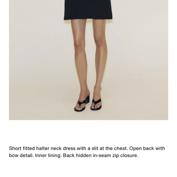 Zara NWT open bow back choker collar feel v neck black luxe thick mini dress - Picture 4 of 11